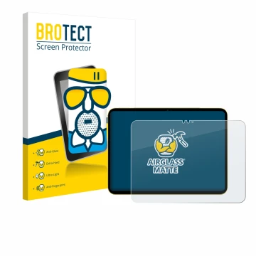 Parte frontale di una confezione del prodotto con il logo del marchio BROTECT. Accanto è raffigurato il dispositivo Apple iPad