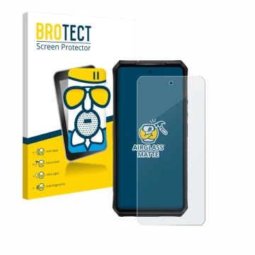 Parte frontale di una confezione del prodotto con il logo del marchio BROTECT. Accanto è raffigurato il dispositivo Ulefone Ar