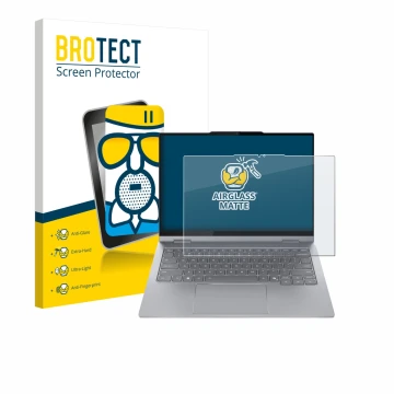 Parte frontale di una confezione del prodotto con il logo del marchio BROTECT. Accanto è raffigurato il dispositivo Lenovo Thi