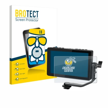 Parte frontale di una confezione del prodotto con il logo del marchio BROTECT. Accanto è raffigurato il dispositivo Feelworld 