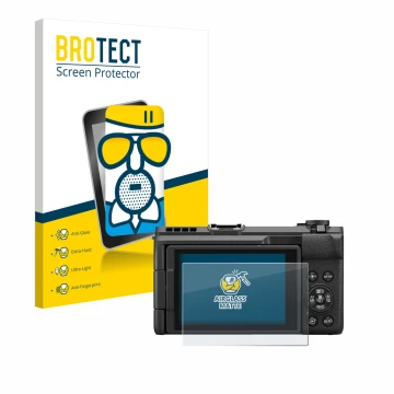 Parte frontale di una confezione del prodotto con il logo del marchio BROTECT. Accanto è raffigurato il dispositivo Canon Powe