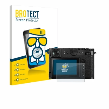 Parte frontale di una confezione del prodotto con il logo del marchio BROTECT. Accanto è raffigurato il dispositivo Fujifilm G