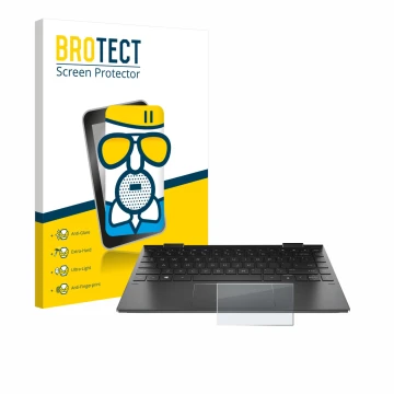 Parte frontale di una confezione del prodotto con il logo del marchio BROTECT. Accanto è raffigurato il dispositivo HP Envy x3