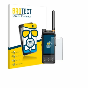 Parte frontale di una confezione del prodotto con il logo del marchio BROTECT. Accanto è raffigurato il dispositivo Hytera PDC