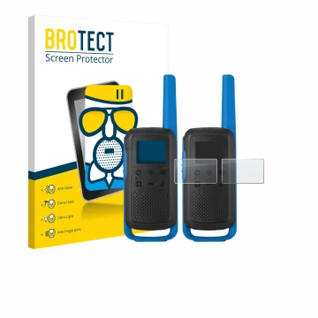 Parte frontale di una confezione del prodotto con il logo del marchio BROTECT. Accanto è raffigurato il dispositivo Motorola T