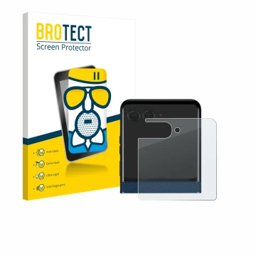 Parte frontale di una confezione del prodotto con il logo del marchio BROTECT. Accanto è raffigurato il dispositivo Motorola R
