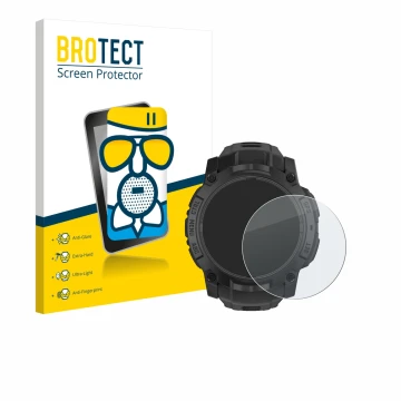 Parte frontale di una confezione del prodotto con il logo del marchio BROTECT. Accanto è raffigurato il dispositivo Garmin Ins
