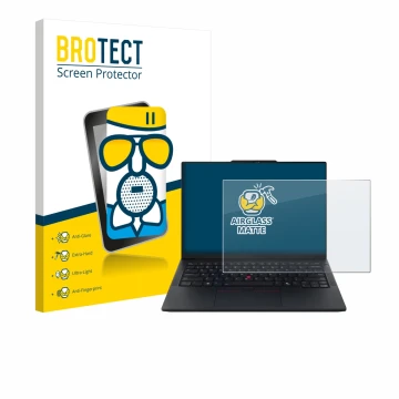 Parte frontale di una confezione del prodotto con il logo del marchio BROTECT. Accanto è raffigurato il dispositivo Lenovo Thi