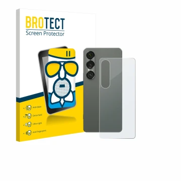 Parte frontale di una confezione del prodotto con il logo del marchio BROTECT. Accanto è raffigurato il dispositivo Sony Xperi