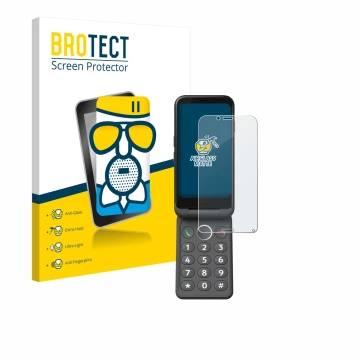 Parte frontale di una confezione del prodotto con il logo del marchio BROTECT. Accanto è raffigurato il dispositivo Doro Auror