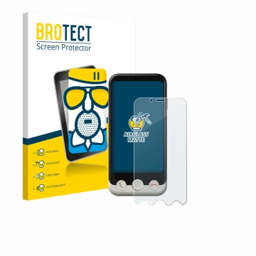 Parte frontale di una confezione del prodotto con il logo del marchio BROTECT. Accanto è raffigurato il dispositivo Doro Auror