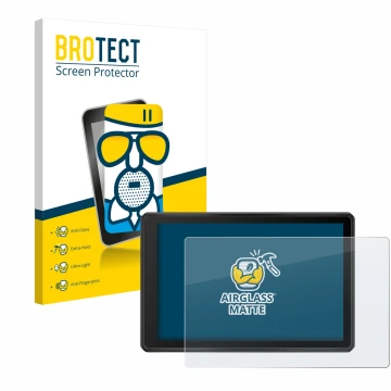 Parte frontale di una confezione del prodotto con il logo del marchio BROTECT. Accanto è raffigurato il dispositivo Garmin Tre