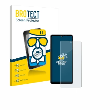 Parte frontale di una confezione del prodotto con il logo del marchio BROTECT. Accanto è raffigurato il dispositivo Sharp Aquo