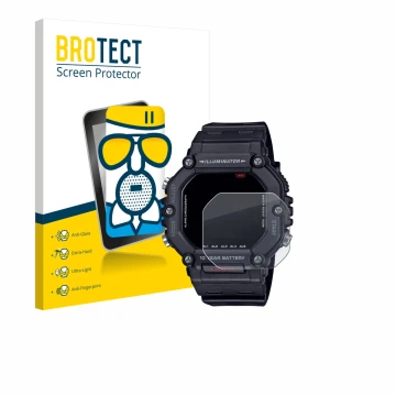 Parte frontale di una confezione del prodotto con il logo del marchio BROTECT. Accanto è raffigurato il dispositivo Casio AE-1