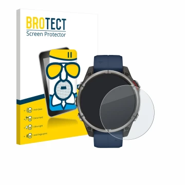 Parte frontale di una confezione del prodotto con il logo del marchio BROTECT. Accanto è raffigurato il dispositivo Garmin qua