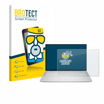 Parte frontale di una confezione del prodotto con il logo del marchio BROTECT. Accanto è raffigurato il dispositivo Dell 14 Pr
