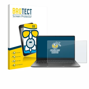 Parte frontale di una confezione del prodotto con il logo del marchio BROTECT. Accanto è raffigurato il dispositivo ASUS Chrom