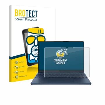 Parte frontale di una confezione del prodotto con il logo del marchio BROTECT. Accanto è raffigurato il dispositivo Lenovo Yog