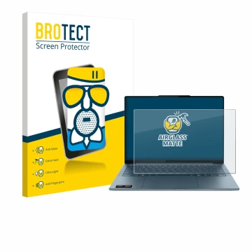 Parte frontale di una confezione del prodotto con il logo del marchio BROTECT. Accanto è raffigurato il dispositivo Lenovo Yog