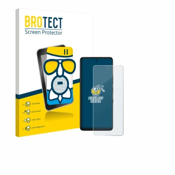 Parte frontale di una confezione del prodotto con il logo del marchio BROTECT. Accanto è raffigurato il dispositivo TCL 50 Pro