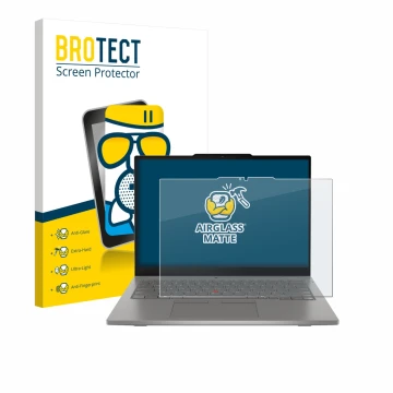 Parte frontale di una confezione del prodotto con il logo del marchio BROTECT. Accanto è raffigurato il dispositivo Lenovo Thi