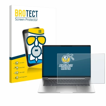 Parte frontale di una confezione del prodotto con il logo del marchio BROTECT. Accanto è raffigurato il dispositivo HP ProBook