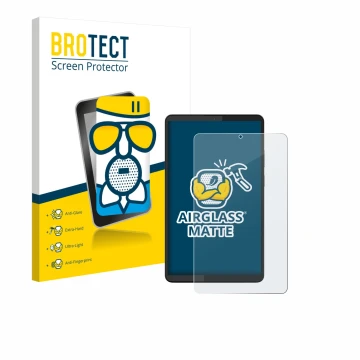 Parte frontale di una confezione del prodotto con il logo del marchio BROTECT. Accanto è raffigurato il dispositivo Lenovo Tab