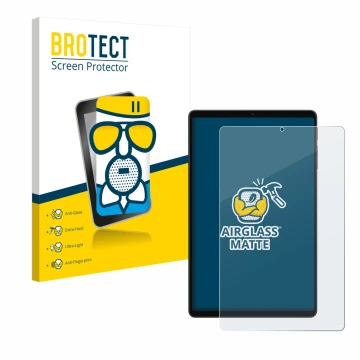 Parte frontale di una confezione del prodotto con il logo del marchio BROTECT. Accanto è raffigurato il dispositivo Alldocube 