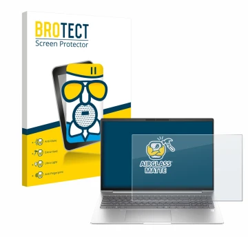 Parte frontale di una confezione del prodotto con il logo del marchio BROTECT. Accanto è raffigurato il dispositivo HP EliteBo