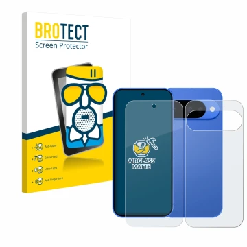 Parte frontale di una confezione del prodotto con il logo del marchio BROTECT. Accanto è raffigurato il dispositivo Google Pix