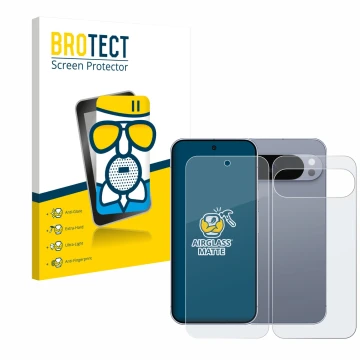 Parte frontale di una confezione del prodotto con il logo del marchio BROTECT. Accanto è raffigurato il dispositivo Google Pix