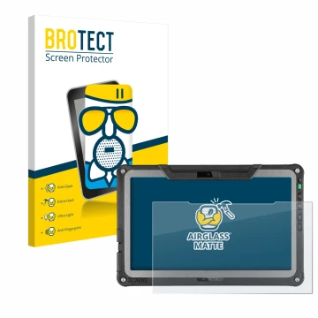 Parte frontale di una confezione del prodotto con il logo del marchio BROTECT. Accanto è raffigurato il dispositivo Getac F110