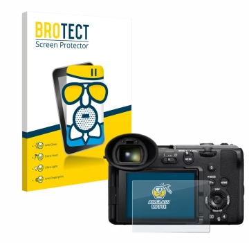 Parte frontale di una confezione del prodotto con il logo del marchio BROTECT. Accanto è raffigurato il dispositivo Sony Cinem