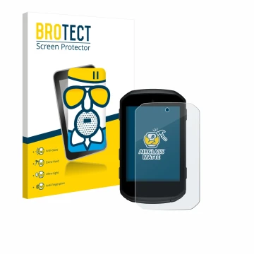 Parte frontale di una confezione del prodotto con il logo del marchio BROTECT. Accanto è raffigurato il dispositivo Garmin Edg