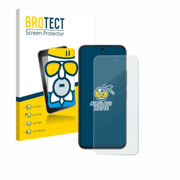 Parte frontale di una confezione del prodotto con il logo del marchio BROTECT. Accanto è raffigurato il dispositivo Nubia Air 