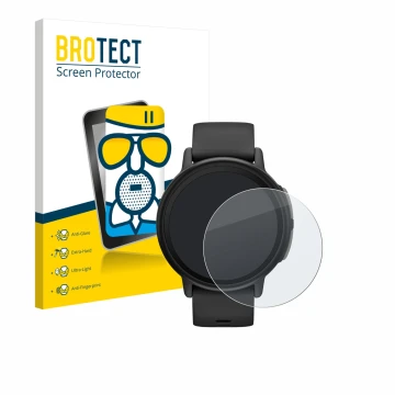 Parte frontale di una confezione del prodotto con il logo del marchio BROTECT. Accanto è raffigurato il dispositivo Garmin Bou