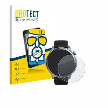 Parte frontale di una confezione del prodotto con il logo del marchio BROTECT. Accanto è raffigurato il dispositivo Huami Amaz