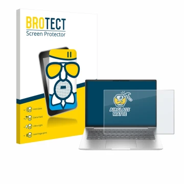 Parte frontale di una confezione del prodotto con il logo del marchio BROTECT. Accanto è raffigurato il dispositivo HP EliteBo