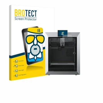 Parte frontale di una confezione del prodotto con il logo del marchio BROTECT. Accanto è raffigurato il dispositivo Qidi Tech 