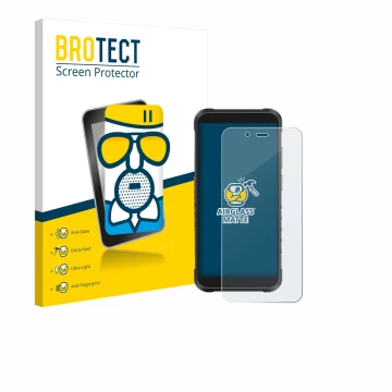 Parte frontale di una confezione del prodotto con il logo del marchio BROTECT. Accanto è raffigurato il dispositivo Ulefone Ru