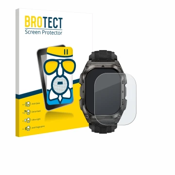 Parte frontale di una confezione del prodotto con il logo del marchio BROTECT. Accanto è raffigurato il dispositivo Kospet Tan