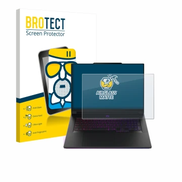 Parte frontale di una confezione del prodotto con il logo del marchio BROTECT. Accanto è raffigurato il dispositivo Lenovo Leg