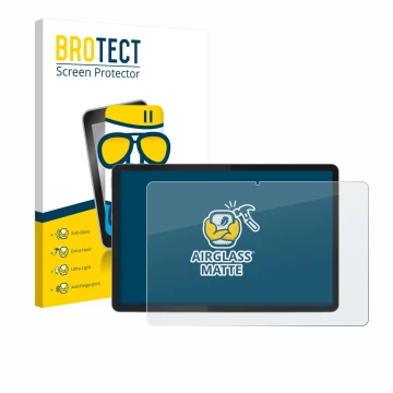 Parte frontale di una confezione del prodotto con il logo del marchio BROTECT. Accanto è raffigurato il dispositivo Lenovo Tab