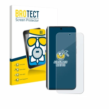 Parte frontale di una confezione del prodotto con il logo del marchio BROTECT. Accanto è raffigurato il dispositivo Vivo X300 