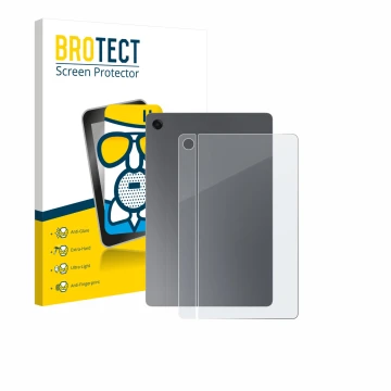 Parte frontale di una confezione del prodotto con il logo del marchio BROTECT. Accanto è raffigurato il dispositivo Samsung Ga