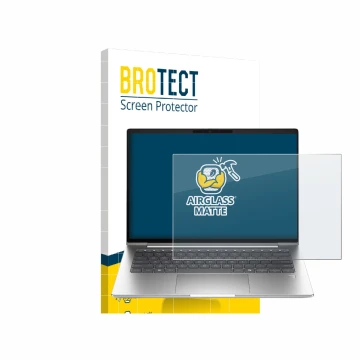 Parte frontale di una confezione del prodotto con il logo del marchio BROTECT. Accanto è raffigurato il dispositivo HP ProBook
