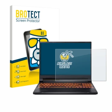 Parte frontale di una confezione del prodotto con il logo del marchio BROTECT. Accanto è raffigurato il dispositivo Acer Nitro