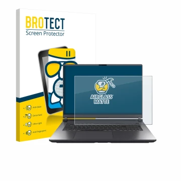 Parte frontale di una confezione del prodotto con il logo del marchio BROTECT. Accanto è raffigurato il dispositivo ASUS ROG S