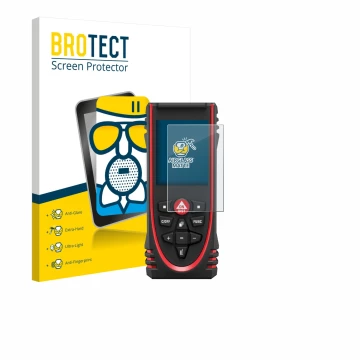 Parte frontale di una confezione del prodotto con il logo del marchio BROTECT. Accanto è raffigurato il dispositivo Leica DIST