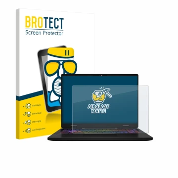 Parte frontale di una confezione del prodotto con il logo del marchio BROTECT. Accanto è raffigurato il dispositivo MSI Vector